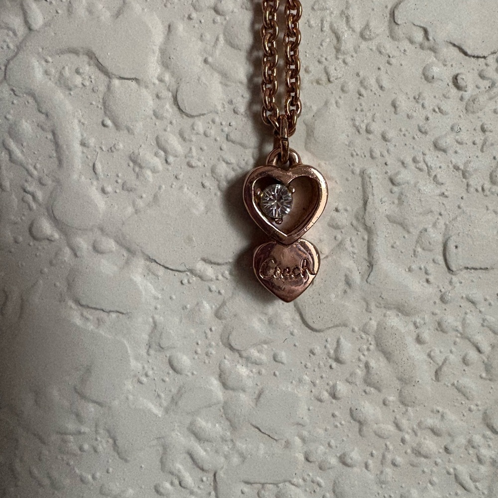 Vintage Coach Rose Gold Heart Pendant Necklace